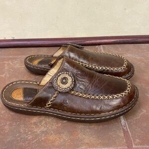 Born Brown Leather Mules